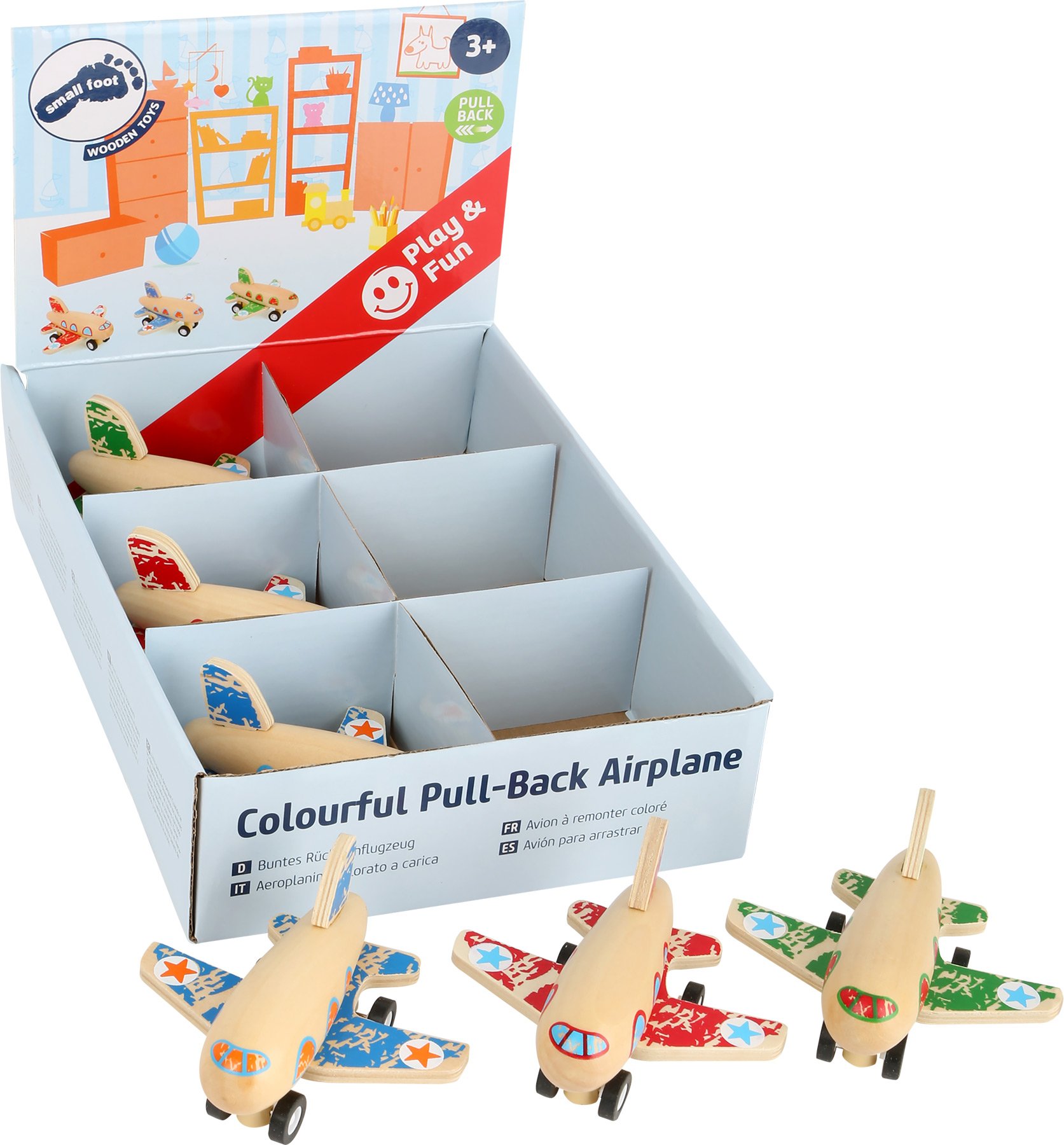 10688_Legler_Display_Buntes_Rueckziehflugzeug_Verpackung_a.jpg Avión de madera de retroceso - Imagen 1