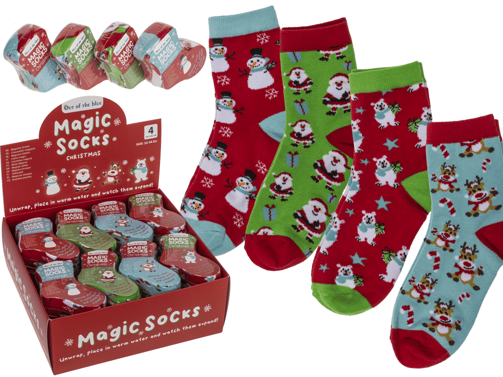 Calcetines mágicos infantiles de Navidad, cuatro diseños surtidos